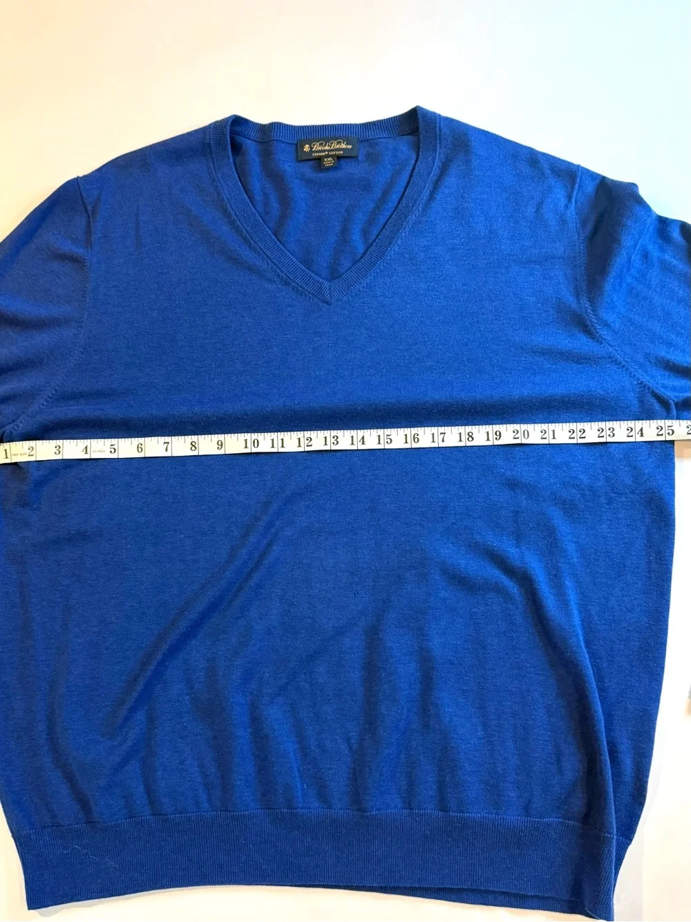 Brooks Brothers Sweater Mens XXL Supima Cotton V-Neck Pullover Knit Classic Blue